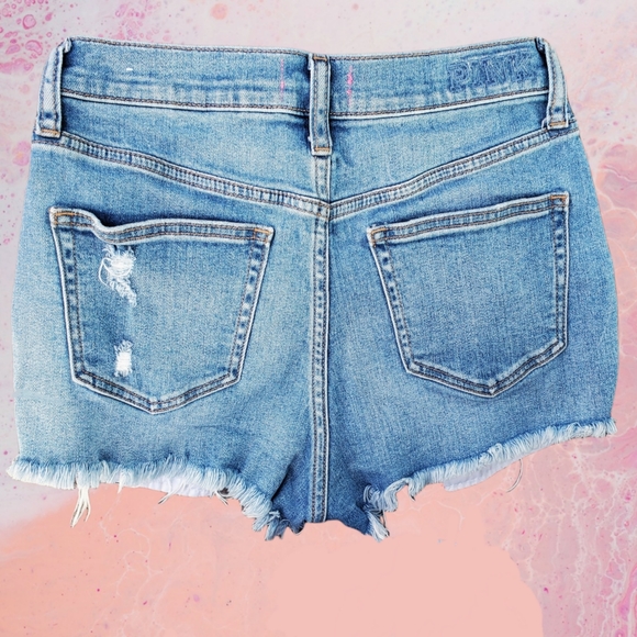 PINK by Victoria's Secret! Distressed Blue Jean Short's! Sz. 6 - Picture 3 of 7